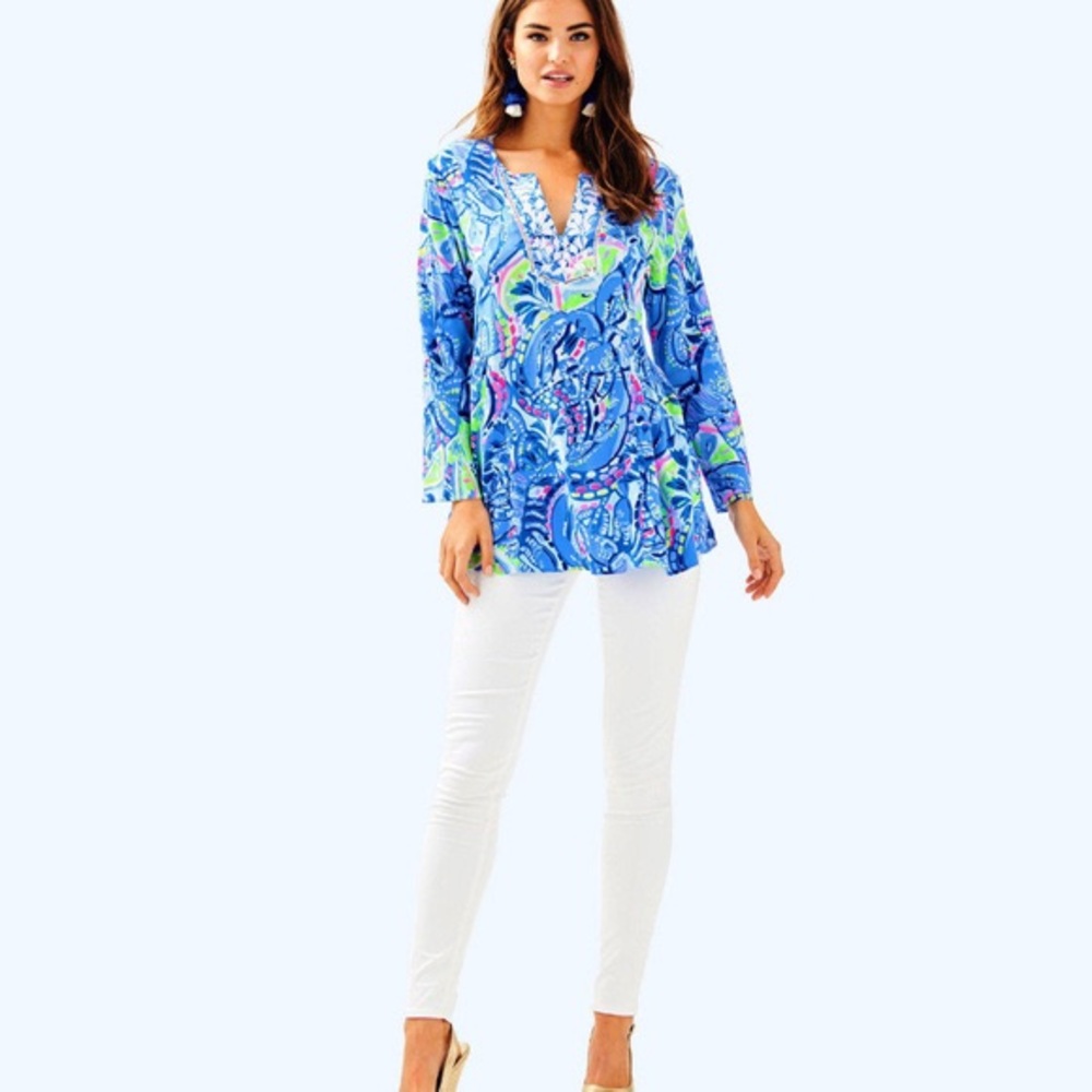 LILLY PULITZER Lyndsea Tunic Blue Peri Pinch Pinch XXS Style# 29175 - Picture 3 of 11